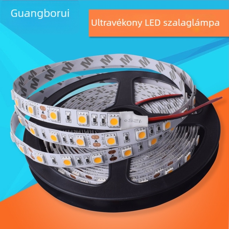 12V LED-szalag 2835/5050/5630 chipekkel, rugalmas, egyszínű, nagy fényerő