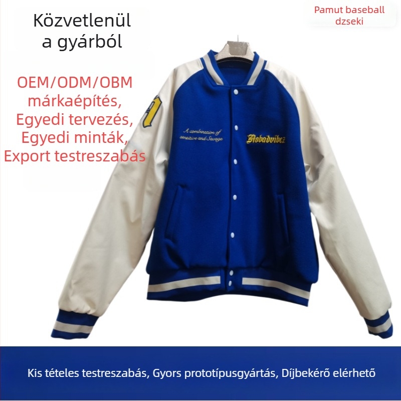 Férfiaknak készült amerikai kollégiumi stílusú baseball kabát hímzett betűkkel, kardigán-stílusú, Raglán ujjak, laza szabás, vastag kabát