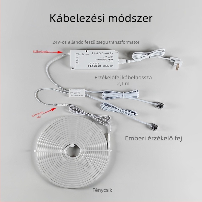 Ágy melletti lámpa mozgásérzékelővel és LED-szalag az ágy alatt