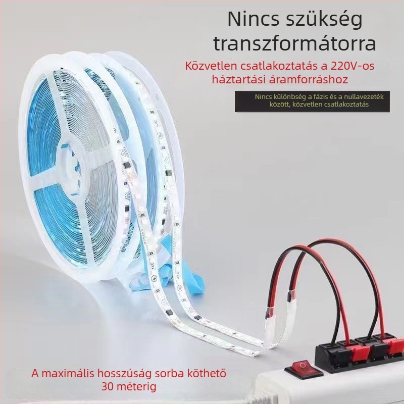 Személyre szabott LED-szalag otthoni használatra, 220V, transzformátor és meghajtó nélkül, nincsen feszültségcsökkenés, csupasz PCB, 120 LED 2835, 8 mm szélesség, 10,5 W, 120° fénysugár