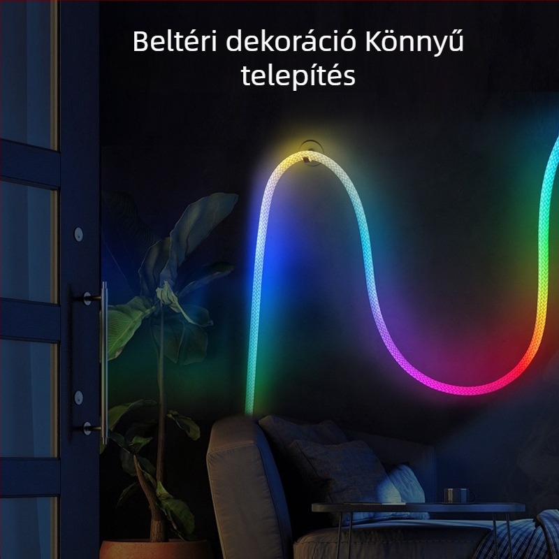 LED körkörös 360° RGB fény, szövött LED szalag, vízálló neonfény, folyóvonal alakú fény, intelligens színes világítás
