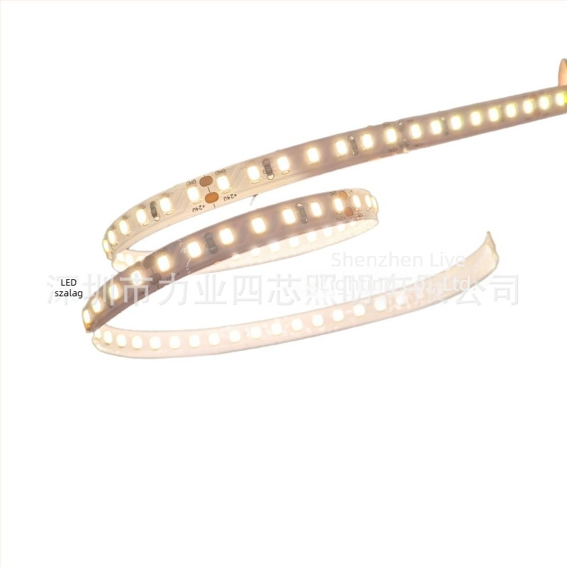 Kétoldalas 24V LED-szalag, 280 LED/m, 8 mm szélesség, SMD2835, vízálló, dimmelhető