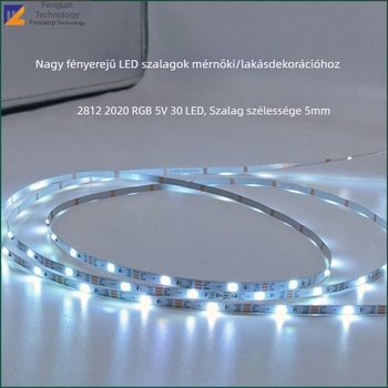 WS2812 2020 RGB beépített színes LED-szalag, 30 LED, 5V, programozható világítás