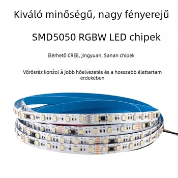 DMX512 RGBW teljes színű LED-szalag, 24V, öntapadós, 10 szegmens, 60 LED 5050 RGBW, 5 m hosszú