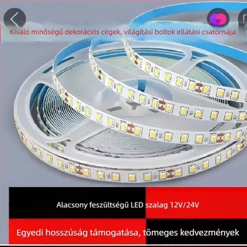 12V/24V LED-szalag, beltéri használatra, öntapadós, vitrinek tetején és az autó belsejében, lágy fény