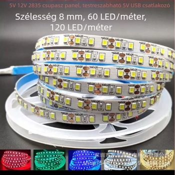 12V/24V LED-szalag, beltéri használatra, öntapadós, vitrinek tetején és az autó belsejében, lágy fény