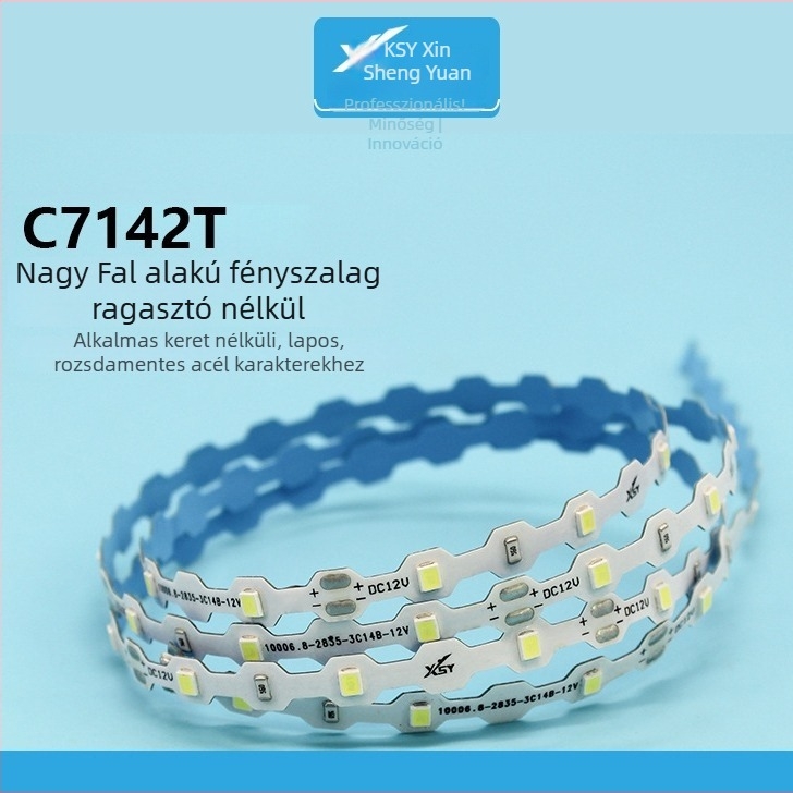 Great Wall típusú 2835 LED-szalag, szélesség 6,8 mm, 42 LED/m, SMD, vízálló, öntapadó, 12V, 3 LED vágásonként