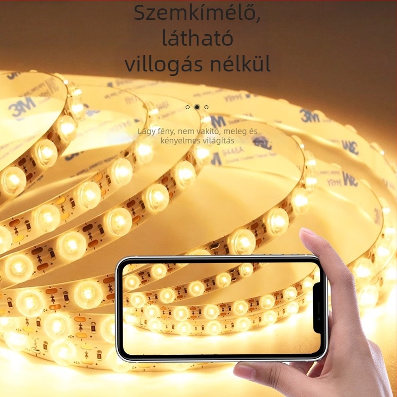 Diffúziós tükröződésű LED-szalag, 24V, 2835 LED-ek, 48 LED, 120° fényáram, 1616 lencse, beltéri falmosó világítás