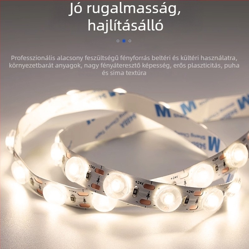Diffúziós tükröződésű LED-szalag, 24V, 2835 LED-ek, 48 LED, 120° fényáram, 1616 lencse, beltéri falmosó világítás