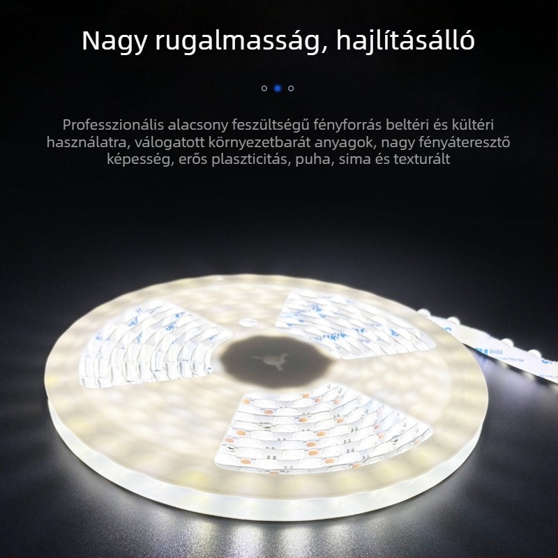 Diffúziós tükröződésű LED-szalag, 24V, 2835 LED-ek, 48 LED, 120° fényáram, 1616 lencse, beltéri falmosó világítás