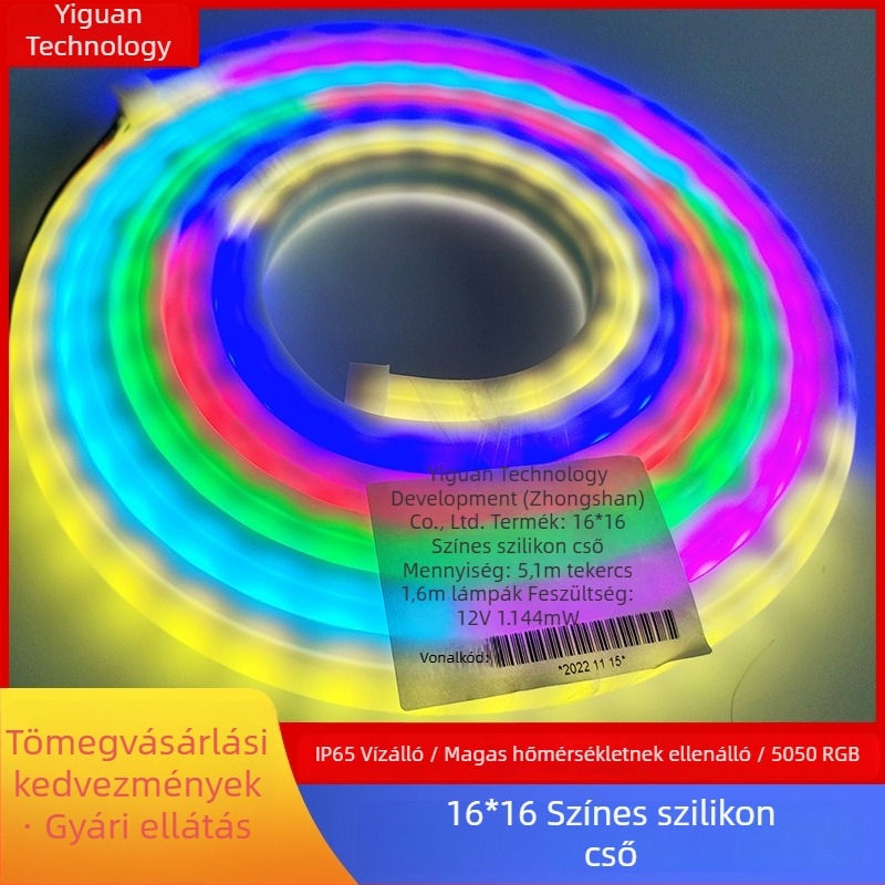 Led1616 körkörös szilikon LED-szalag kültéri világításhoz, színes fénycsík