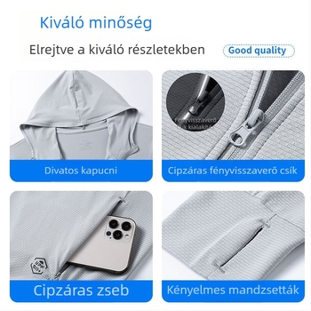 Könnyű UV-védő kabát, lélegző, kapucnis, férfiaknak és nőknek, szabadtéri kerékpározáshoz, egyedi logóval