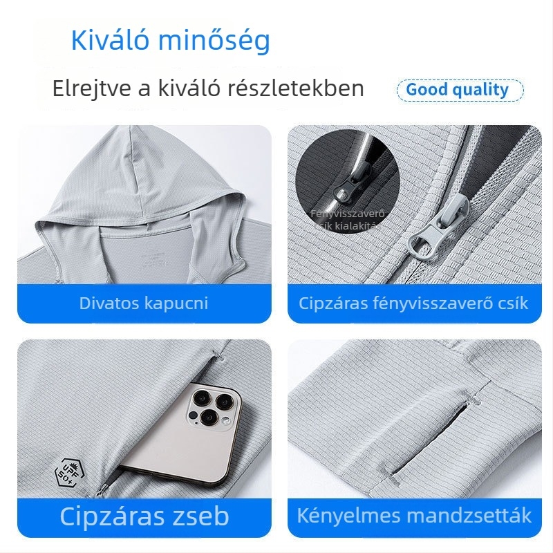 Könnyű UV-védő kabát, lélegző, kapucnis, férfiaknak és nőknek, szabadtéri kerékpározáshoz, egyedi logóval