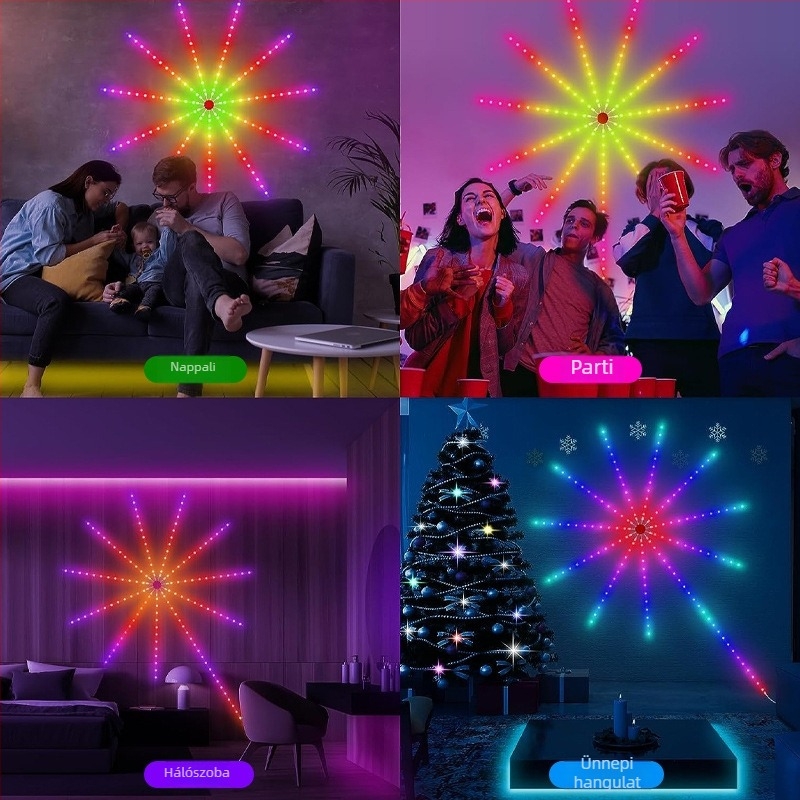 RGB varázslatos színű LED csík USB 5V, Bluetooth hangvezérlés, APP vezérlés, folyó fényhatás, karácsonyi dekoráció