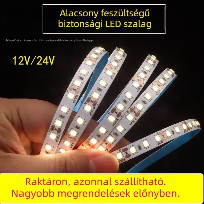2835 LED-szalag üres PCB-vel, alacsony feszültségű 12V/24V, hajlítható világítás szekrényekhez és borospincékhez, 120 LED, 1 m