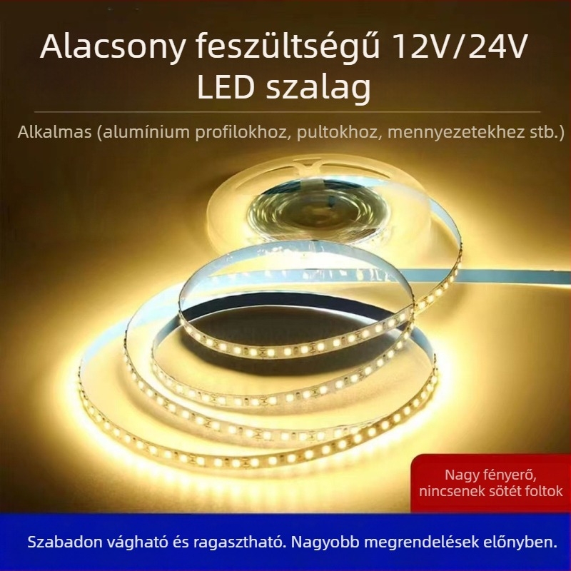 2835 LED-szalag üres PCB-vel, alacsony feszültségű 12V/24V, hajlítható világítás szekrényekhez és borospincékhez, 120 LED, 1 m