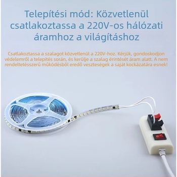 220V-os LED lineáris fénycsík – öntapadó, beltéri mennyezet- és szekrényvilágítás, alumíniumcsatorna, 120 LED, 10W
