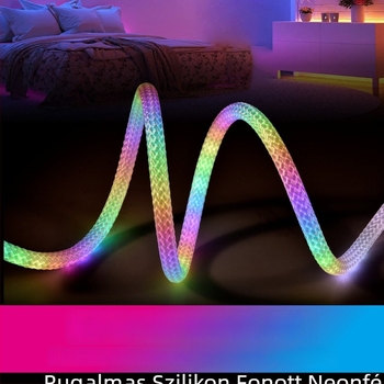 Világító hálós mintázatú LED-szalag, színes szilikon neon RGB effekt, kerek cső vízfolyás effekt, kültéri használatra, sárkány pikkely mintázat