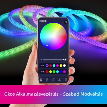 Világító hálós mintázatú LED-szalag, színes szilikon neon RGB effekt, kerek cső vízfolyás effekt, kültéri használatra, sárkány pikkely mintázat