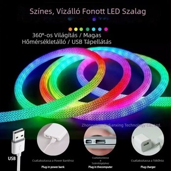 Világító hálós mintázatú LED-szalag, színes szilikon neon RGB effekt, kerek cső vízfolyás effekt, kültéri használatra, sárkány pikkely mintázat