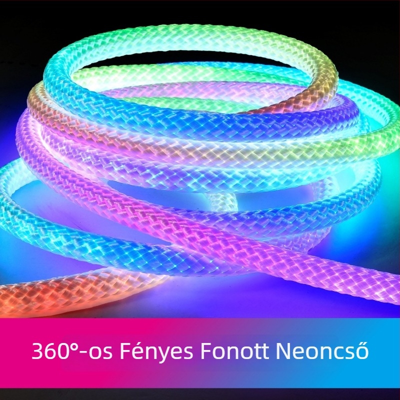 Világító hálós mintázatú LED-szalag, színes szilikon neon RGB effekt, kerek cső vízfolyás effekt, kültéri használatra, sárkány pikkely mintázat