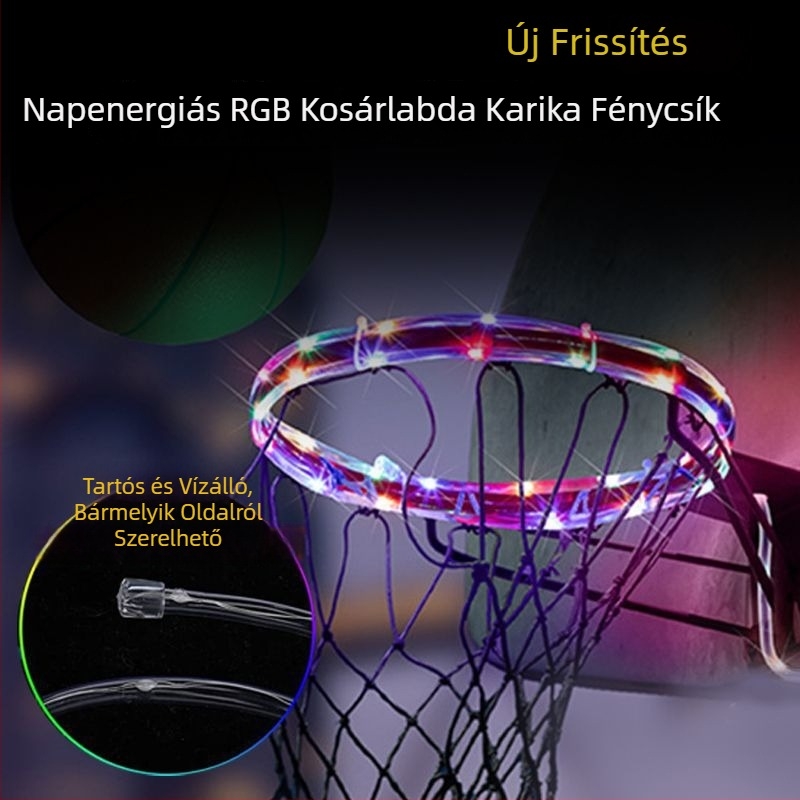 RGB színű LED kosárpalánk világítószalag, napenergia, színváltó fény