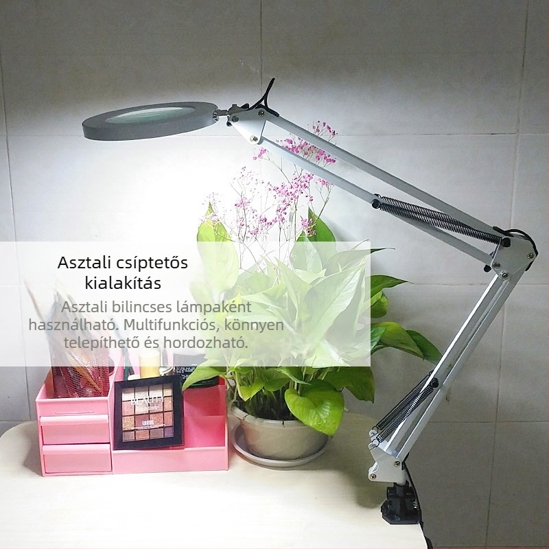 LED állólámpa kozmetika, tetoválás és manikűr területekre, szemvédő, letisztult minimalist design, állítható magasság 68–180 cm