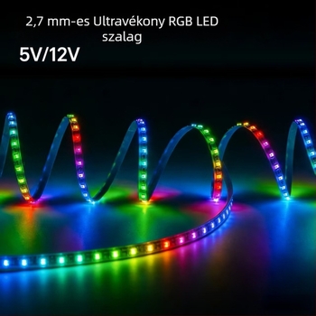 Ultra-szűk RGB LED-szalag egy ponttal vezérelhető, rendkívül fényes hangulatvilágítás játékszobákhoz és az autó belsőteréhez