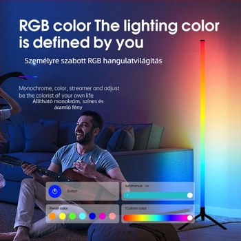 Okos RGB LED állólámpa hálószoba és nappali számára – színes hangulatvilág a játékszobába