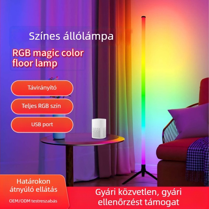 Okos RGB LED állólámpa hálószoba és nappali számára – színes hangulatvilág a játékszobába