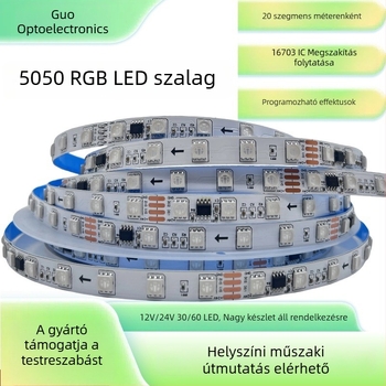 Mai Jazz LED színváltó fénycsík megszakítás utáni visszaállítással, 60 LED, 12V programozható teljes RGB KTV-hez