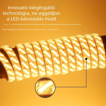 LED-szalag 320 LED-del, 5 soros, vízálló 220V, kültéri mennyezet és háttérfal világítás, 2835 LED, CRI 90, szabályozható fényerő, 50 000 óra