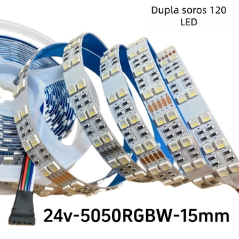 5050 kétsoros RGBW LED-szalag, négy egyben, alacsony feszültségű 12/24V, nagy fényerő, 120 LED, 15 mm szélesség, multicolor, rugalmas