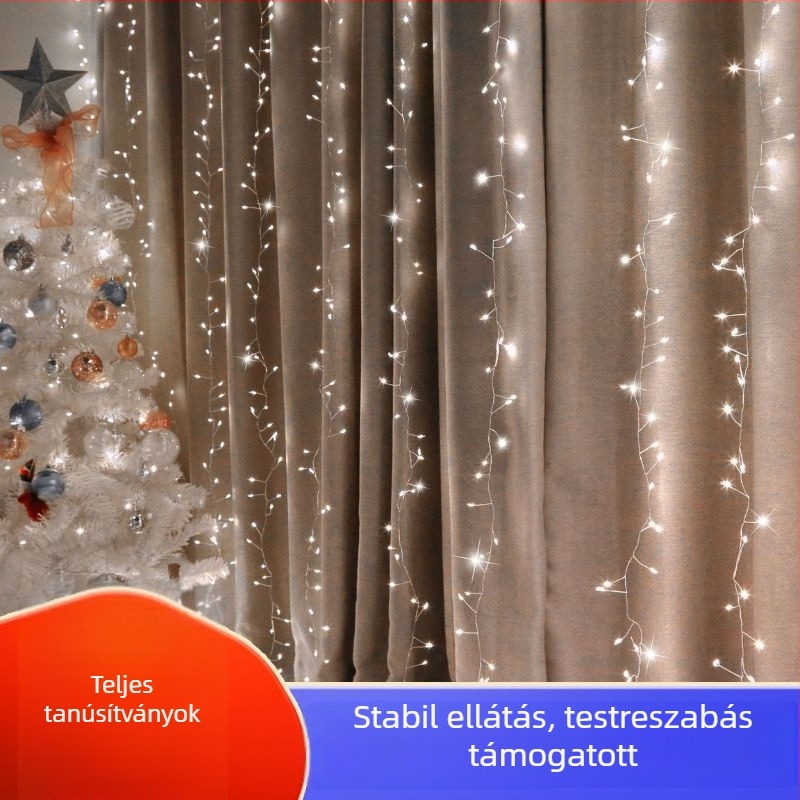Személyre szabott LED-sor rézdrótból, tűzijáték-stílusú beltéri karácsonyi dekorációhoz