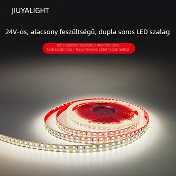 Személyre szabott 24V-os LED-szalag, önragasztó hátlappal, kettős soros, lineáris fényforrás, dimmelhető