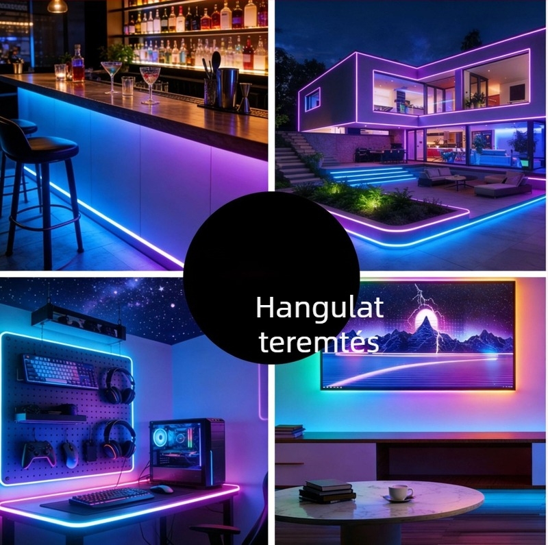 5V-os RGB LED-szalag, 1,6 m hosszú, 60 LED (0807), hangulatvilágítás dekorációhoz