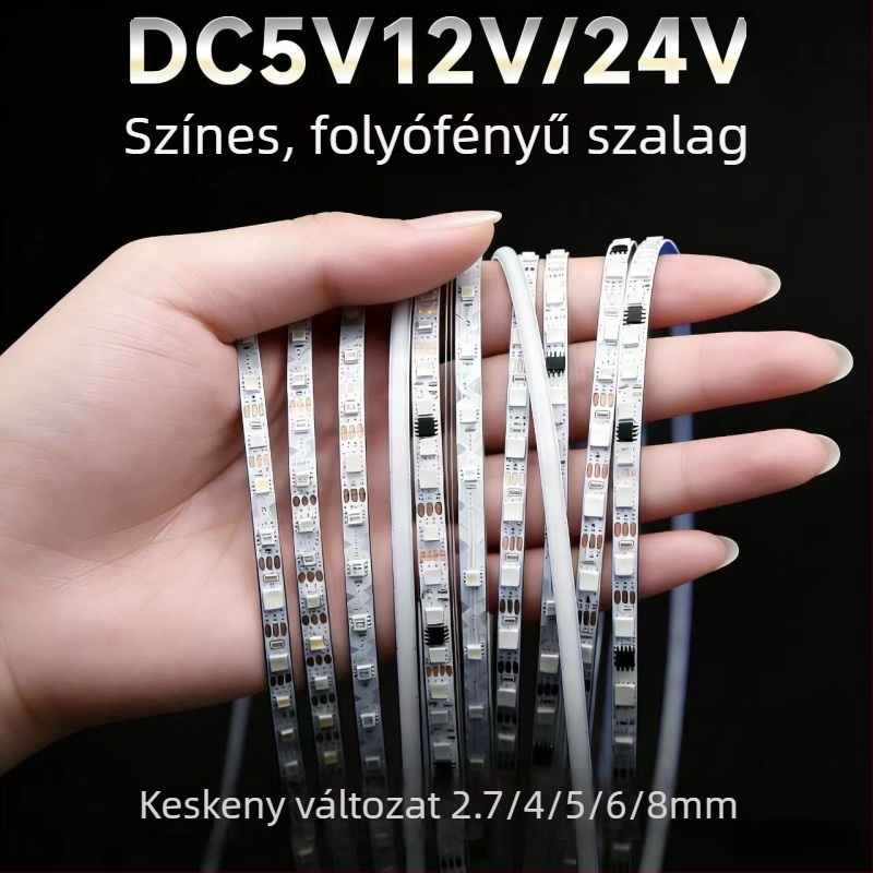 5V-os RGB LED-szalag, 1,6 m hosszú, 60 LED (0807), hangulatvilágítás dekorációhoz