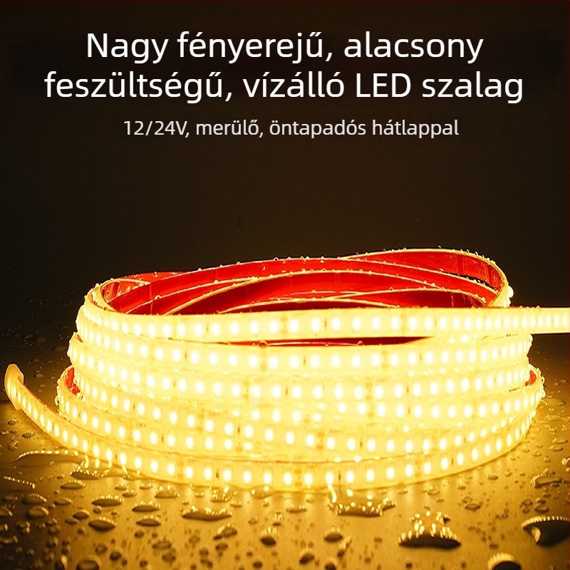12/24V LED-szalag, öntapadó szilikon, IP68 vízálló kültéri medencéhez