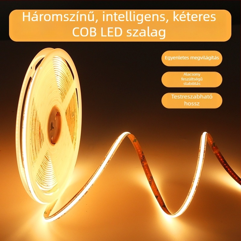 Háromszínű COB LED-szalag intelligens fényerő-szabályozással, mennyezeti lineáris világítás a nappaliba