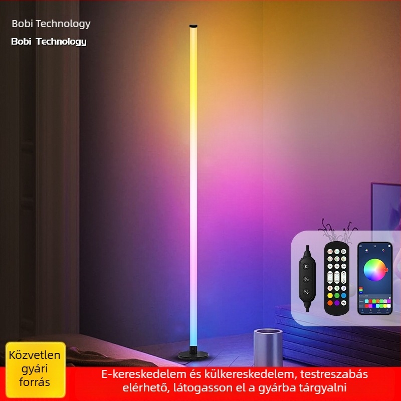Skandináv stílusú álló lámpa hangulatvilágításhoz RGB színváltással, nappaliba, hálószobába és streameléshez