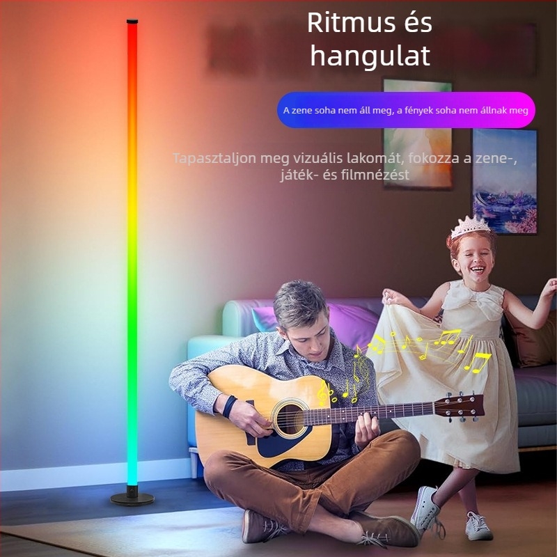 Skandináv stílusú álló lámpa hangulatvilágításhoz RGB színváltással, nappaliba, hálószobába és streameléshez