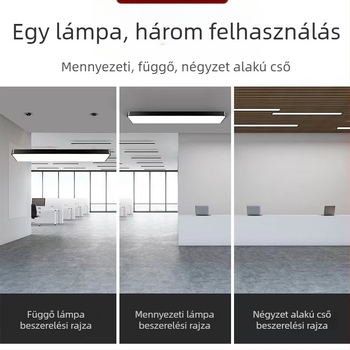 LED irodai lineáris fény - hosszú LED lámpa irodába és edzőterembe, 1200x100/200/300 mm, 6000K, 4500 lm, 192 LED, IP44, vas ház, 220V