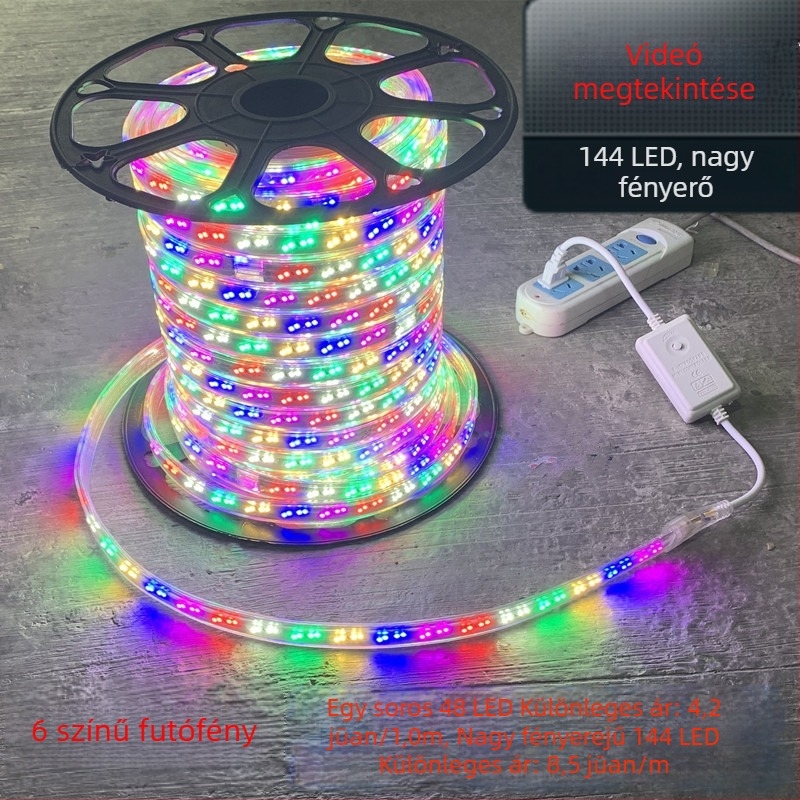 2835 kétsoros LED marquee szalag, hat színű, kültéri vízálló neon fény