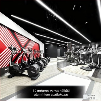 LED hosszú fény négyszögcsatornákhoz, rendkívül fényes irodai és edzőtermi függő lámpa, varrat nélküli szalagfény
