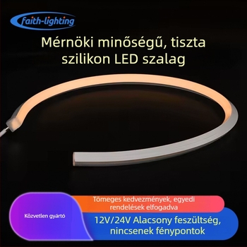 Kültéri LED neon szalag 1616, szilikon bevonat, vízálló, 24V, 120 LED, 3000K/4000K/6500K, Fa-1616 Neon modell, épületek megvilágítása