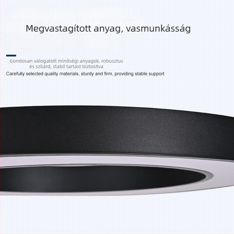 LED függőlámpa – kör alakú üreges gyűrű, vas burkolat, modern minimál stílus, átmérő 120 mm, 5000 lm, CRI ≥ 80, 24V