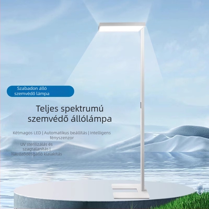 Teljes spektrumú, szemvédő állólámpa tanuláshoz; ideális olvasáshoz és íráshoz, tanulószoba és zongora világítás