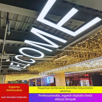 LED betűs mennyezeti lámpa — ipari stílusú digitális kreatív világítás edzőteremnek, táncteremnek, bevásárlóközpontnak és szupermarketnek