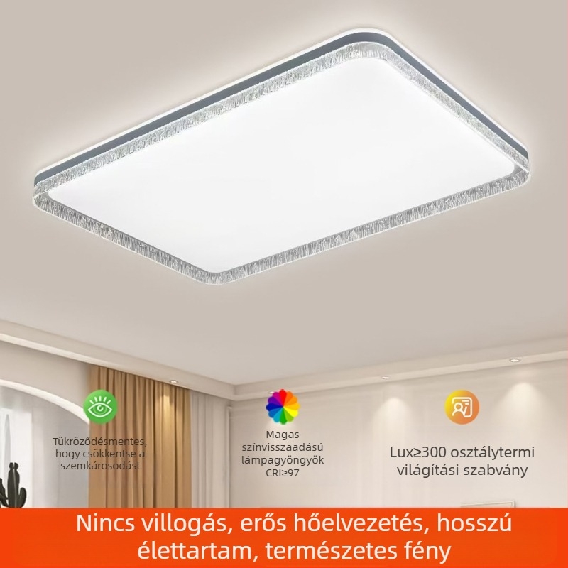 LED mennyezeti lámpa nappaliba és étkezőbe, teljes spektrumú szemvédő fény, modern minimál dizájn