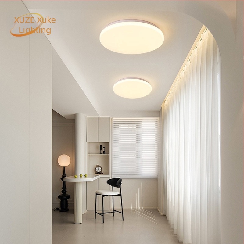 LED mennyezeti lámpa, kör, teljesen fehér, minimalista kialakítás, nagy fényerő, 220V, hálószobába, erkélyre és folyosóra